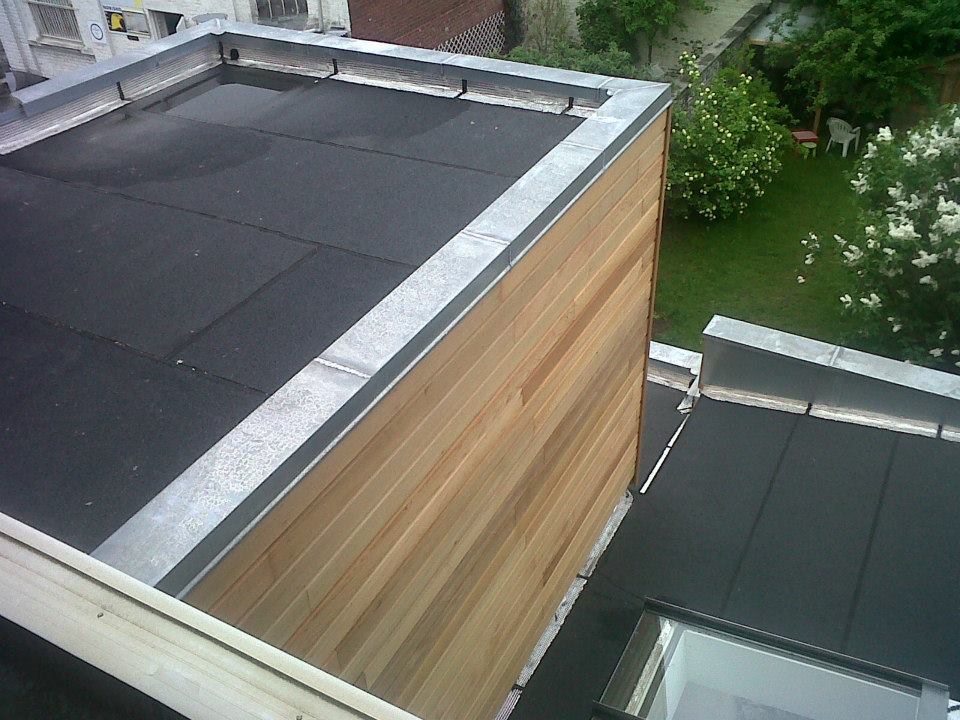 Extension bois et toiture terrasse multicouches Derbigum